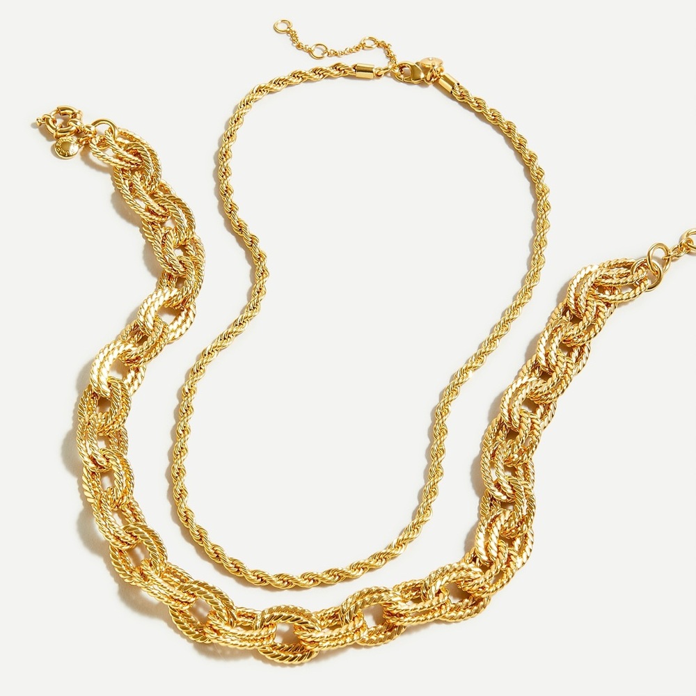 J.CREW LASSO THICK CHAIN 2 pc SET GOLD TONE NWT